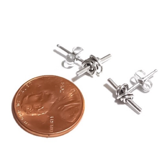 Bohemian/Tribal Knotted Bar Stud Earrings in Sterling Silver Rose & Gold Filled - Picture 2 of 12